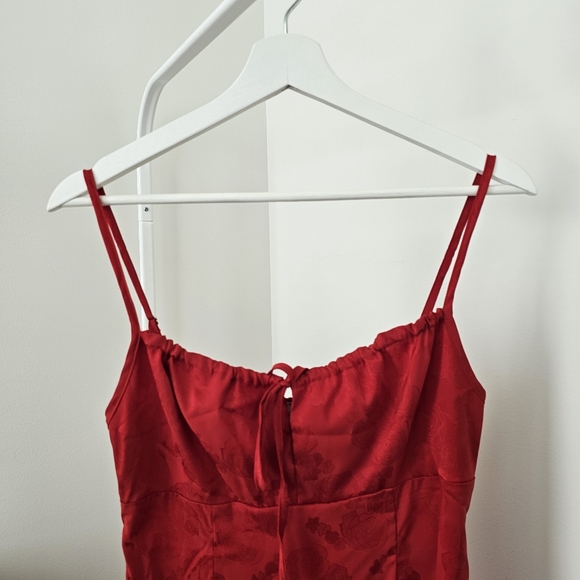 Red Midi Dress with Slit - Picture 3 of 8